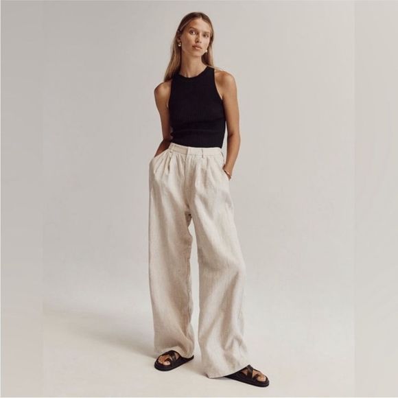 DISSH Pants - DISSH Norah Natural 100% Linen Size US 4 / AU 8